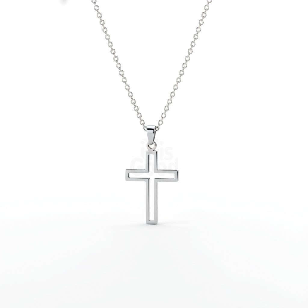 Hollow Cross Silver Necklace