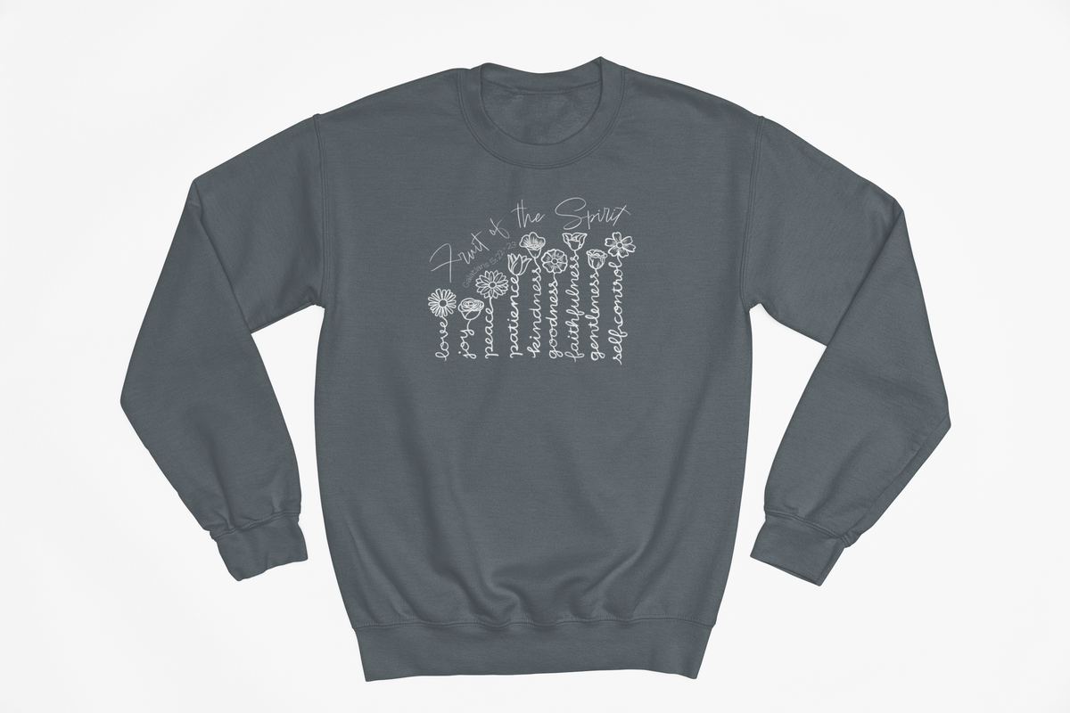 “Dark grey Fruit of the Spirit Christian crewneck with floral line art”
“Galatians 522 sweatshirt with hand drawn floral design”
“Christian crewneck listing the Fruit of the Spirit in minimal artwork”