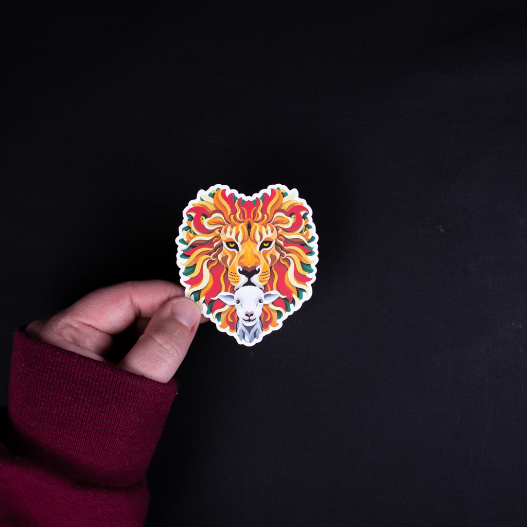 Lion and the Lamb Christian Sticker