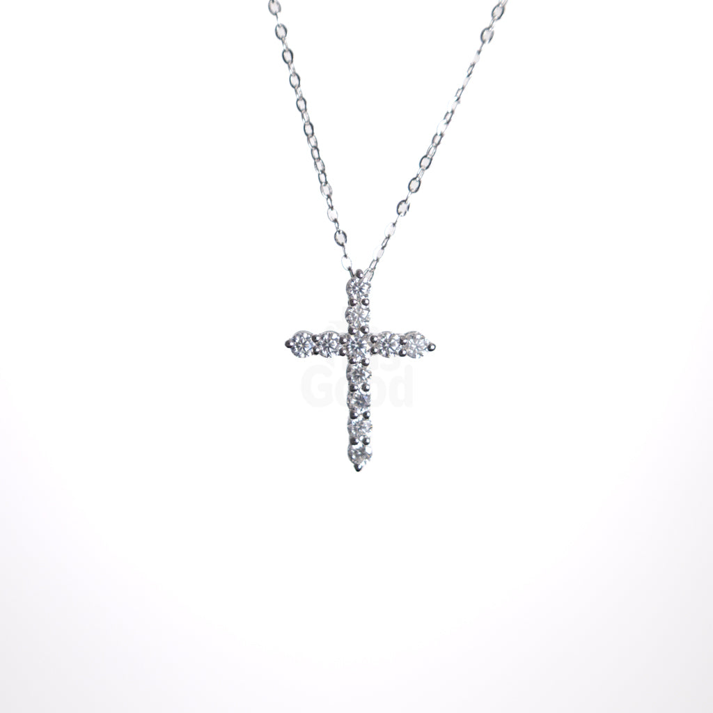 Dainty Moissanite Diamond Cross Necklace