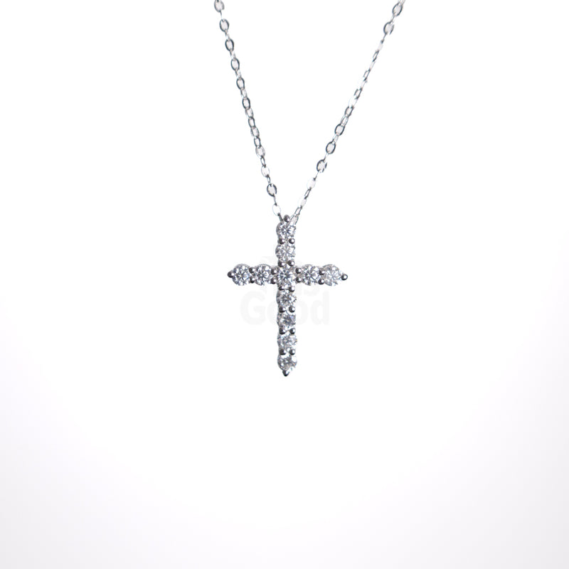 Dainty Moissanite Diamond Cross Necklace