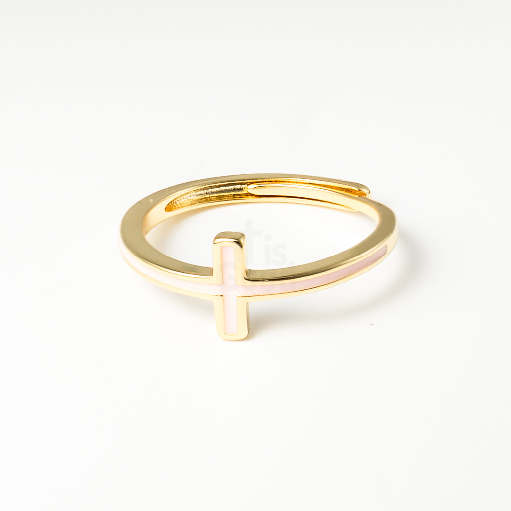 Adjustable Enamel Cross Ring
