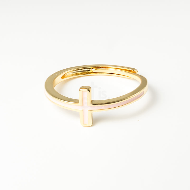 Adjustable Enamel Cross Ring