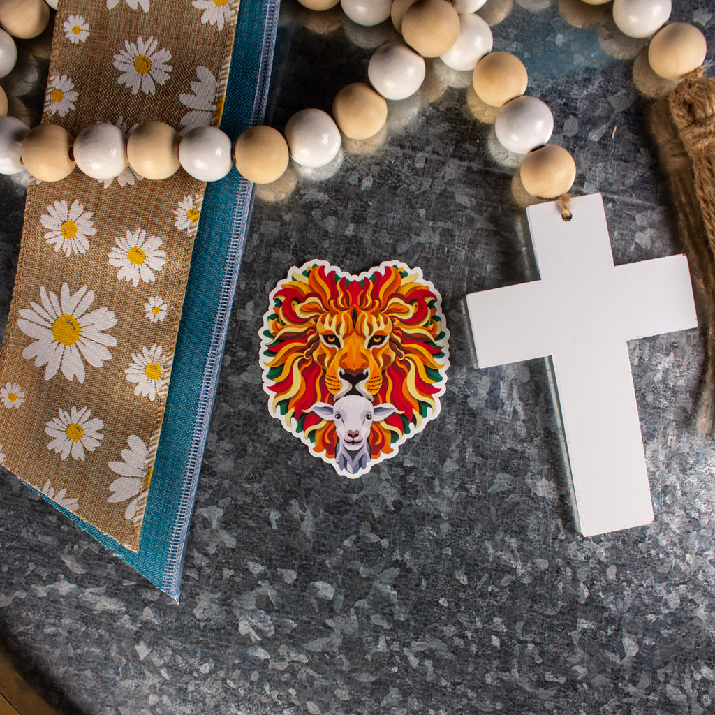 Lion and the Lamb Christian Sticker