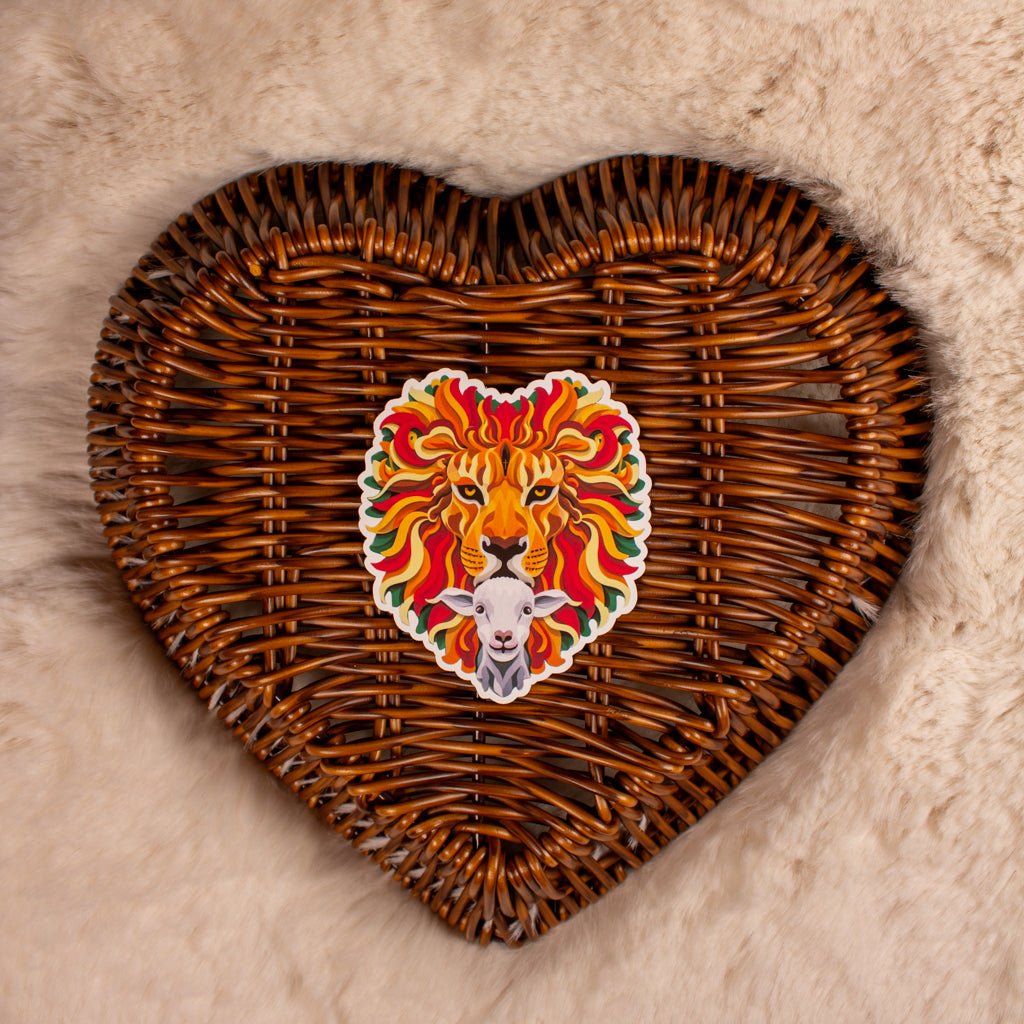 Lion and the Lamb Christian Sticker