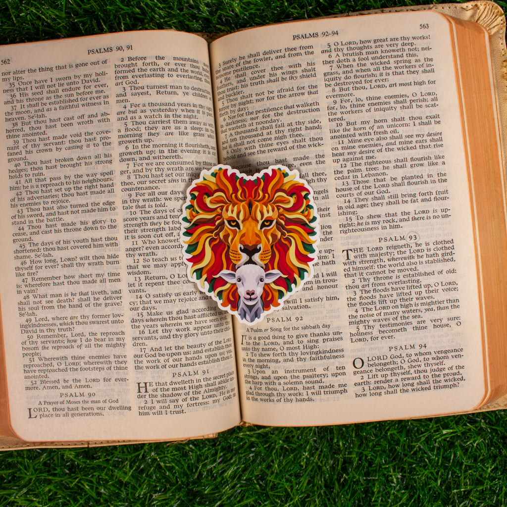 Lion and the Lamb Christian Sticker