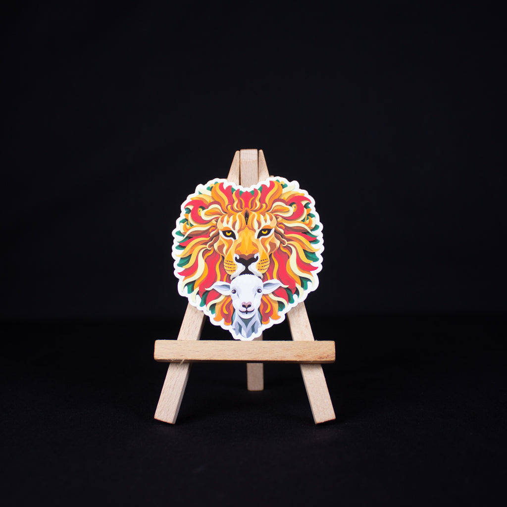 Lion and the Lamb Christian Sticker