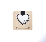 Double sided magnetic bookmark featuring a white heart with the word Jesus in script lettering on a kraft style background, designed for Christian reading and Bible study