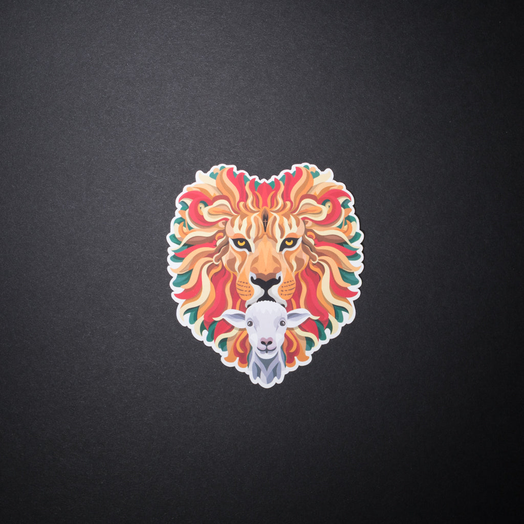 Lion and the Lamb Christian Sticker