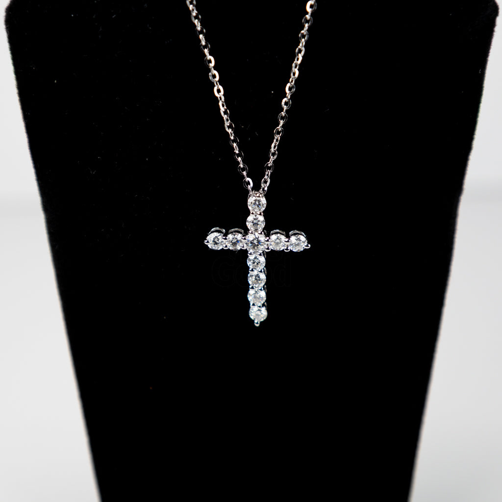 Dainty Moissanite Diamond Cross Necklace