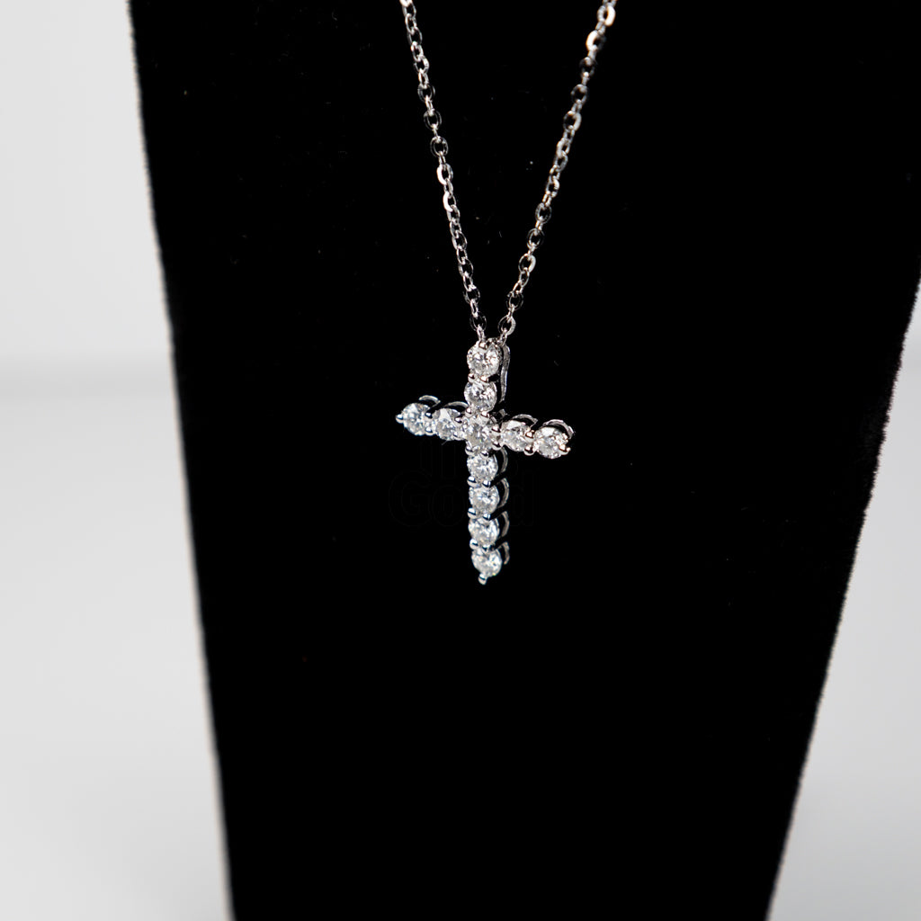 Dainty Moissanite Diamond Cross Necklace