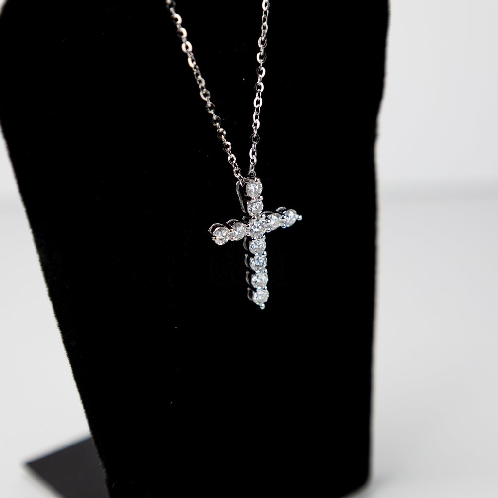 Dainty Moissanite Diamond Cross Necklace