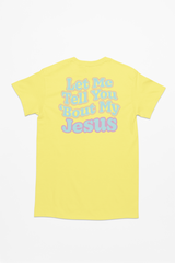 Bright retro Christian tee that boldly shares your love for Jesus. Pastel lettering, soft unisex fit, and joyful faith forward design that sparks conversation.