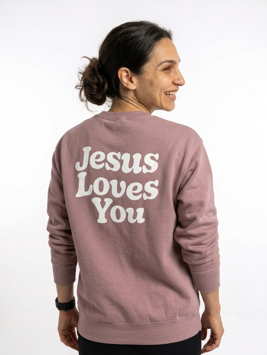 Bubble Letter Jesus Loves You Crewneck