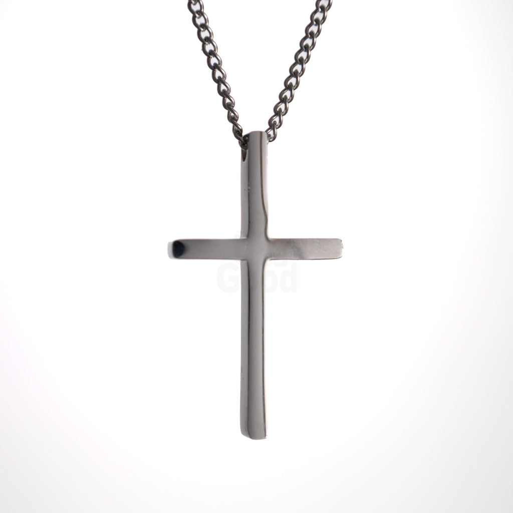 Silver Minimal stainless steel cross necklace designed for everyday wear. Clean Christian jewelry with a timeless silhouette and durable finish.